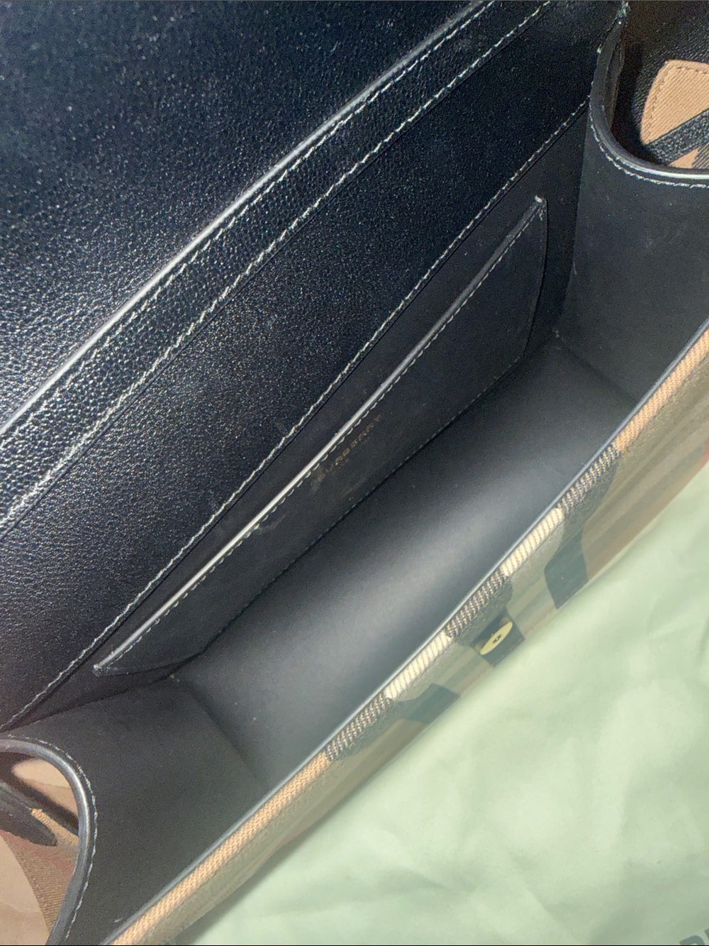 Burberry Black Leather & Classic Check Shoulder Bag - Picture 6 of 6